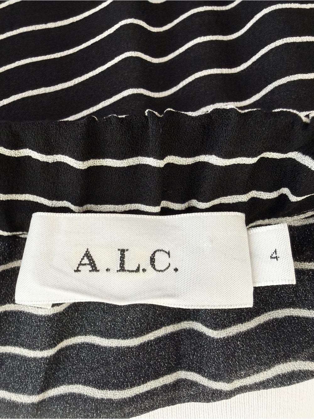 A.L.C ALC silk black white stripe cinch tie waist halter floral trim maxi dress - Picture 11 of 15